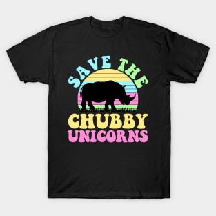 Save The Chubby Unicorns Vintage Funny Rhino Animal Rights T-Shirt